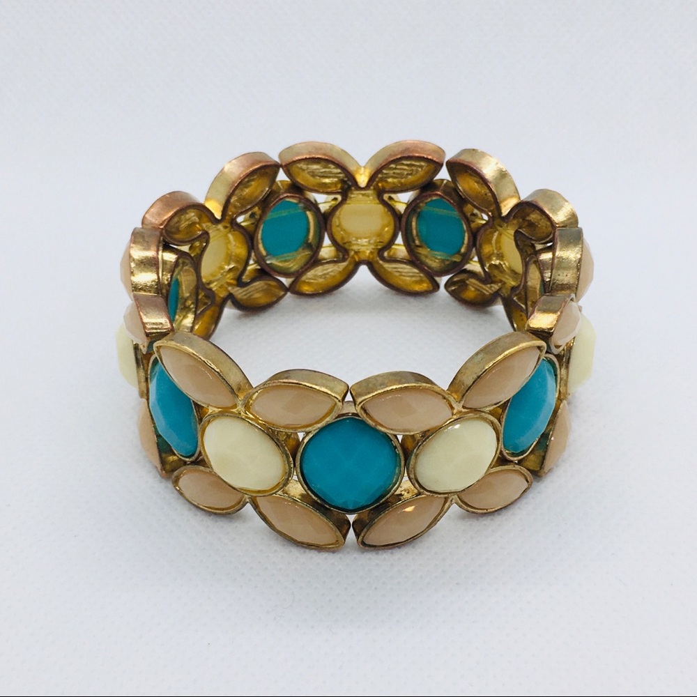 Boutique Gold Coated Floral-Like Elastic Bracelet spring colors